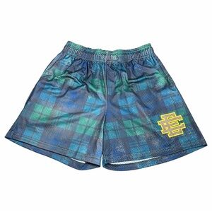 Eric Emanuel EE Green Black Plaid Basic Shorts Size XL 100% Authentic Streetwear